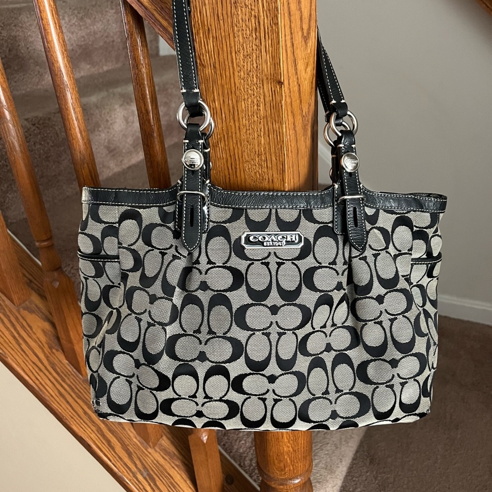 Coach Monogram Black and Gray Tote